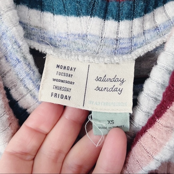 Anthropologie Saturday Sunday Pippa Hacci Turtleneck Striped LS Top Size XS - Picture 11 of 13